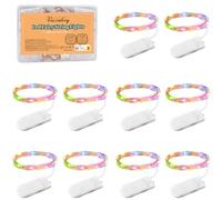Vacoulery Fairy Lights, 1M 10LEDs Fairy Lights Battery Operated, Copper Wire String Lights for Indoor Outdoor Lighting, Christmas, Halloween, Valentine, Birthday Decoration (Multicolor, 10 Pack)
