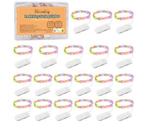 Vacoulery Fairy Lights, 1M 10LEDs Fairy Lights Battery Operated, Copper Wire String Lights for Indoor Outdoor Lighting, Christmas, Halloween, Valentine, Birthday Decoration (Multicolor, 20 Pack)