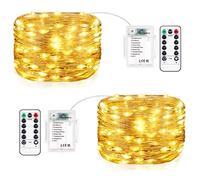 Vacoulery Fairy Lights Battery Operated, 2 Pack 12M 120 LED Battery Fairy Lights 8 Modes Remote Control Timer for Indoor Outdoor Lighting, Bedroom, Wedding Decor, Party, Christmas, Tree Decoration