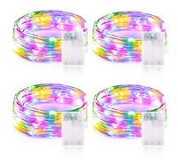 Vacoulery Fairy Lights Battery Operated, 3 Meters 30 LEDs String Lights with Timer Waterproof Copper Wire Light for Indoor Bedroom Garden Jars Wedding Party Festival Camping (4 Packs, Multicolor)