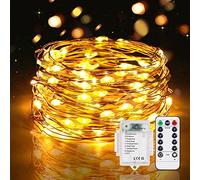 Vacoulery Fairy Lights Battery Operated, 5M 50 LED String Lights with Remote Control, 8 Modes Waterproof Dimmable for Bedroom, Wedding, Party, Christmas, Tree Decoration (1 Pack, Warm White)