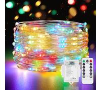 Vacoulery Fairy Lights Battery Operated, 5M 50 LED String Lights with Remote Control, 8 Modes Waterproof Dimmable for Bedroom, Wedding, Party, Christmas, Tree Decoration (1 Pack, Multicolor)