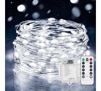 Vacoulery Fairy Lights Battery Operated, 5M 50 LED String Lights with Remote Control, 8 Modes Waterproof Dimmable for Bedroom, Wedding, Party, Christmas, Tree Decoration (1 Pack, Cold White)