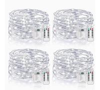 Vacoulery Fairy Lights Battery Operated, 5M 50 LED String Lights with Remote Control, 8 Modes Waterproof Dimmable for Indoor Outdoor Lighting, Wedding, Christmas Decoration (4 Packs, Cold White)