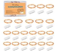 Vacoulery Fairy Lights Battery Powered, 1M 10LEDs Waterproof Copper Wire String Lights for Jars Holiday Wedding Party Birthday Christmas Halloween Indoor House Decorations (Warm White, 20 Pack)