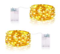 Vacoulery Fairy Lights Battery with Timer, 3 Meters 30LED Battery Operated String Lights Copper Wire Light for Bedroom Jar Glasses Home Wedding Party Patio Lighting Decoration (2 Packs, Warm White)