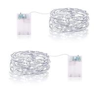 Vacoulery Fairy Lights Battery with Timer, 3 Meters 30LED Battery Operated String Lights Copper Wire Light for Bedroom Jar Glasses Home Wedding Party Patio Lighting Decoration (2 Packs, Cold White)