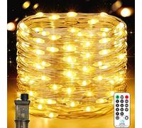 Vacoulery Fairy Lights Plug in, 23M 200 LED Copper Wire String Lights Mains Powered with Timer 8 Modes Waterproof for Indoor Outdoor Christmas Tree Bedroom Wedding Decoration (1 Pack, Warm White)