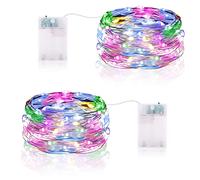 Vacoulery Fairy String Lights Battery Operated, 5m 50 LED Battery Operated String Lights Copper Wire Light for Bedroom Jar Glasses Home Wedding Party Patio Lighting Decoration (2 Packs, Multicolor)