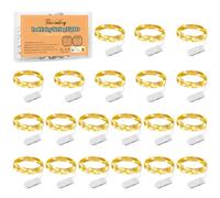Vacoulery Micro Led String Lights Battery Powered, 20pack Fairy Lights 1M 10 LED Silver Coated Copper Wire Lights for Holiday Party Wedding Centerpiece Bottle Christmas Decorations(Warm White)