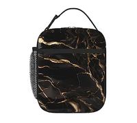 Vacsax Black Gold Marble Lunch Box for Men - Reusable Lunch Bag Men Adult Women- Insulated Small Lunchbox for Work Picnic