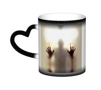 vacsAX Bloody Hands Color Changing Mug in The Sky - Magic Cup with Custom Design and Ceramic Heat-Sensitive Technology