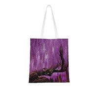VACSAX Canvas Reusable Grocery Bags Wisteria Print Tote Bag Reusable Shopping Bags