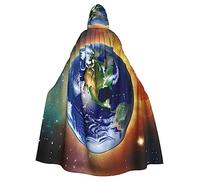 vacsAX Cosmic Earth Cape Cloak - Adults Witch Cape Hooded Cloak for Women Men Halloween Costumes Christmas Cosplay
