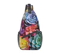 VACSAX Cross Chest Bag for Women Men Crossbody Bag Small Sling Bag Colorful Umbrella Sling Backpack for Travel Hiking Sports, Colorful Succulent, One Size