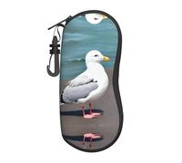 vacsAX Cute seagull Versatile Glasses Case,Travel Zipper Eyeglasses Frame Case for Women and Men â€“ Stylish and Durable Accessory, Black, One size