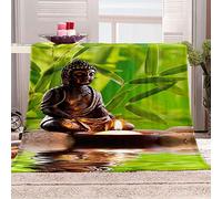 VACSAX Flannel Throw Blanket 3D Golden Buddha Pattern Soft Fluffy Blanket For Bed Sofa Couch 100x120Cm Throw Blanket Sofa, Soft Warm Puffy Flannel Throws Blankets, Lightweight Washable Breathable