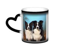 VACSAX Heat Changing Mug Ceramic Coffee Mugs Border Collie Print Heat Sensitive Porcelain Tea Cup