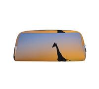 VACSAX Leather Pencil Case giraffes at sunset Print Pen Case Pencil Bag Leather Pencil Pouch Stationery Bag Organizer