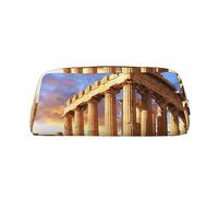 VACSAX Leather Pencil Case Greece History Building Print Pen Case Pencil Bag Leather Pencil Pouch Stationery Bag Organizer