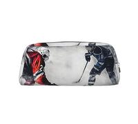 VACSAX Leather Pencil Case Ice Hockey Art Print Pen Case Pencil Bag Leather Pencil Pouch Stationery Bag
