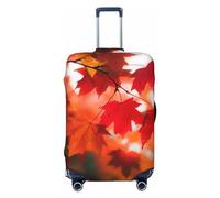 Vacsax Luggage Cover Washable Suitcase Cover Anti-Scratch Suitcase Protector With Concealed Zippers Autumn Fall Red Maple Leaves Travel Luggage Covers Fit 18-32 Inch Luggage, Black, M