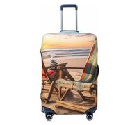 Vacsax Luggage Cover Washable Suitcase Cover Anti-Scratch Suitcase Protector With Concealed Zippers Beach Chair Scenes Travel Luggage Covers Fit 18-32 Inch Luggage, Black, XL