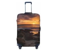 Vacsax Luggage Cover Washable Suitcase Cover Anti-Scratch Suitcase Protector With Concealed Zippers Beach Rocks Sunset Travel Luggage Covers Fit 18-32 Inch Luggage, Black, XL