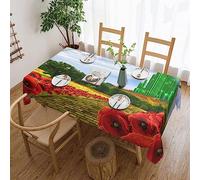 VACSAX Rectangle Table Cloth 137 X 183 cm Waterproof Poppies Field Yellow Brick Road Print Tablecloth Decorative Fabric Table Cover For Dining Table Buffet Parties Camping