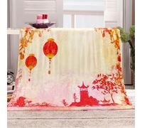 VACSAX Throw Blanket 3D Chinese Red Lantern Design Bed Blanket, Blankets And Throws 80x100Cm Printed Throw Blanket For Kids Boys Adults, Soft Flannel Warm Microfiber Sport Bedding For Bed Couch