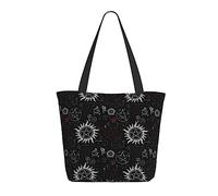VACSAX Tote Bag for Women Supernatural Symbols Black Print Shoulder Bags Casual Handbags