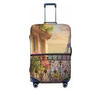 Vacsax Travel Luggage Cover Washable Suitcase Cover Anti-Scratch Suitcase Protector With Concealed Zippers Balcony On The Paris Wall Luggage Covers Fit 18-32 Inch Luggage, Black, M