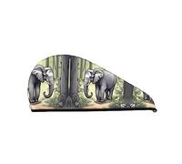 Vacsax Walking Elephant Printing Microfiber Hair Towel Wrap Bathroom Essential Accessories Super Absorbent Quick Dry Turban
