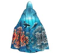 vacsAX Whales under the sea Cape Cloak - Adults Witch Cape Hooded Cloak for Women Men Halloween Costumes Christmas Cosplay