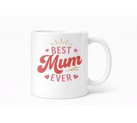 Vacso Trading Best Mum Ever Mug - Cute Mother’s Day Coffee Cup | Heart Design Gift for Mom, Mama | Birthday, Christmas & Mother’s Day Present | Pink Typography Tea Mug for Mum
