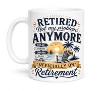 Vacso Trading Funny Retirement Coffee Mug - Retired Not My Problem Anymore Mug - 11oz White Ceramic Retirement Gift - Novelty Retired Mug for Men & Women