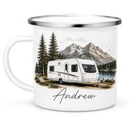 Vacso Trading Personalised Camping Enamel Mug - Custom Caravan & Campervan Mug - Personalised Outdoor Mug for Camping, Motorhome & Caravan Holidays (Caravan Enamel Mug)