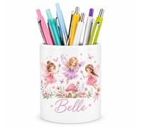 Vacso Trading Personalised Fairy Ceramic Pen Pot - Custom Name Pencil Holder - Cute Fairy Desk Organiser for Girls Bedroom Nursery School Accessories