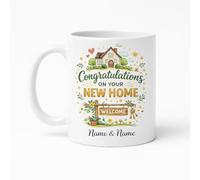 Vacso Trading Personalised New Home Mug - Congratulations on Your New Home Mug - Custom Name Housewarming Gift - 11oz Ceramic Mug for Couple, Family or Friends