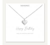 Vacso Trading White Gold Coated Heart Necklace - 30th, 40th, 50th, 60th Birthday Gift for Her - Elegant Stainless Steel Jewelry for Women - Happy Birthday Pendant Necklace (Happy Birthday Necklace)