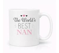 Vacso Trading World’s Best Nan Mug - Cute Grandma Gift Coffee Cup | Pink & Black Heart Design Mug for Nan, Nanny, Nana | Birthday, Mother’s Day or Gift from Grandchildren