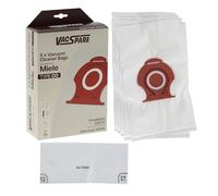 Vacspare Vacuum Microfibre Bags, Red Collar, Type CO, Pack Of 5, Compatible With Miele Guard M1 Vacuum Cleaners
