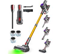VACTechPro Cordless Vacuum Cleaner, Anti-Tangled Lightweight Stick Vacuum | 35KPa/45Mins, 6-in-1 Multi-Accessories, with Detachable Battery, Green Light & V-Shaped Rotation Brush