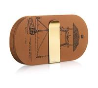 Vacu Vin 18555606 Bottle & Glass Double Coasters Set of 6, Lealther, Brown