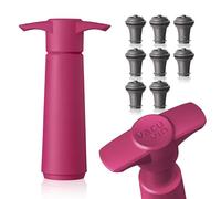 Vacu Vin Black Pump with Wine Saver stoppers - Keeps wine fresh for up to 10 days (Pink with 8 Stoppers)
