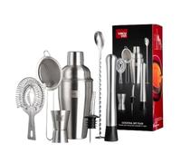 Vacu Vin Cocktail Set Plus - 7-Piece Bartender Kit with Stainless Steel Tools - Includes Shaker, Jigger, Muddler, Strainer, Pourer, Sieve, and Bar Spoon - Dishwasher Safe Home Bar Set