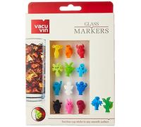 Vacu Vin Glass Markers Party People Set - 12 Unique, Colorful Drink Identifiers - Suction-Based Wine Glass Charms for Parties and Events - Fun & Reusable Drink Markers