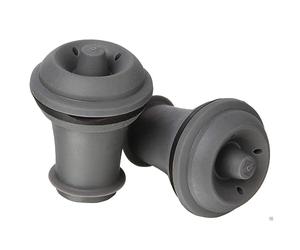 Vacu Vin Round Porcelain Bottle Sealers Pack of 2, Black & Grey | Preserves beverage freshness by creating an airtight seal; vital for busy commercial bars, pubs, and catering events.