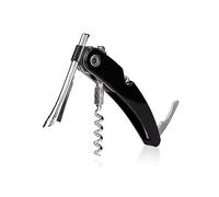 Single Pull Corkscrew with Foil Cutter and Bottle Opener - Black 15cm