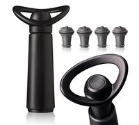 Vacu Vin Wine Saver Concerto with 4 Vacuum Stoppers - Premium Wine Preserver Pump - Airtight Seal Keeps Wine Fresh Longer - Click Indicator - Manual Pump - Black Wine Saver Set